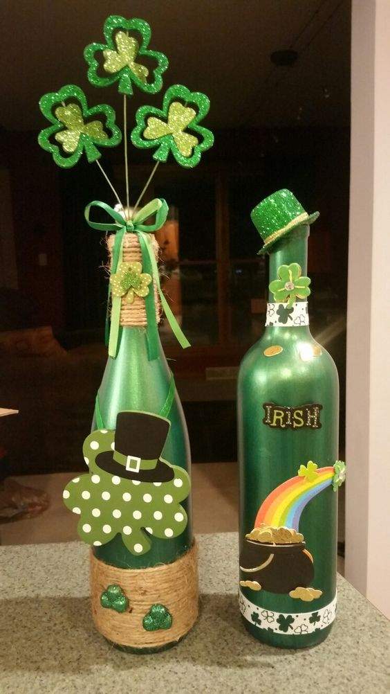 St. Patrick's Day Wine Bottle DIY ideas