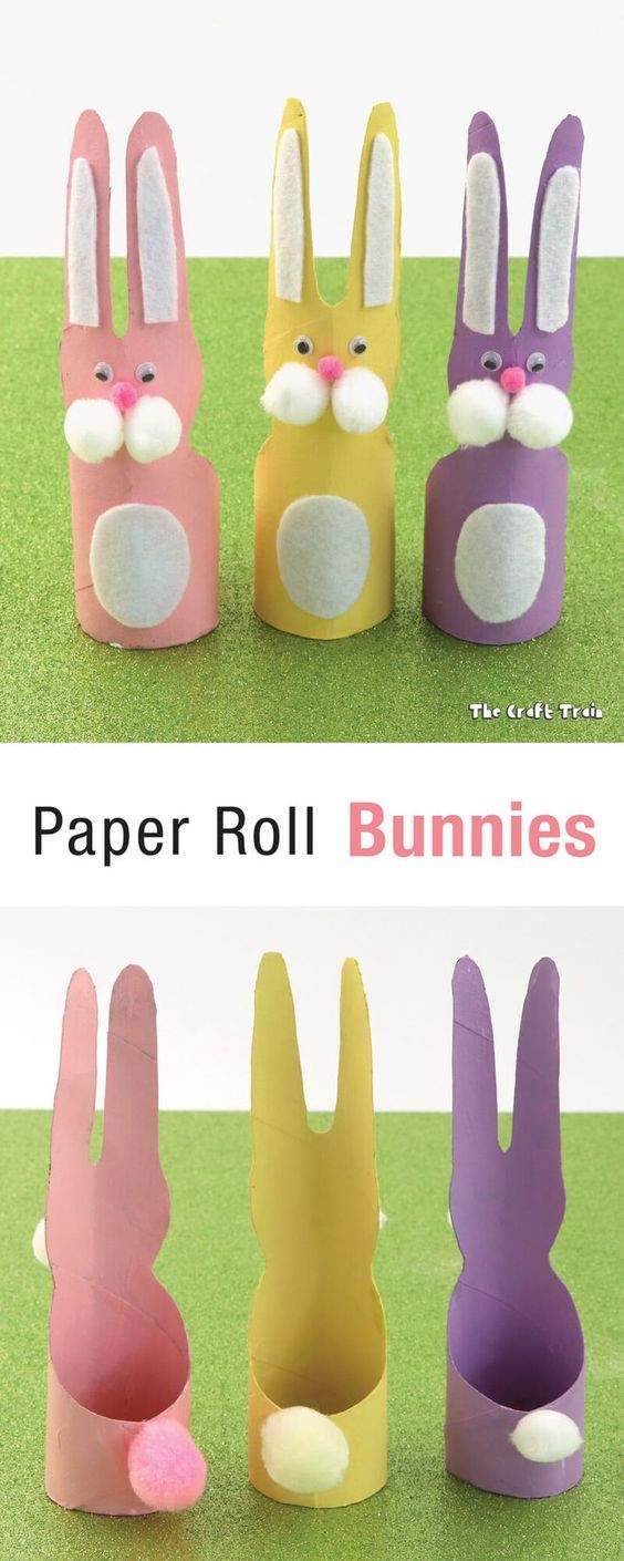 Cute Easter Bunny Paper Rolls - Easter Crafts for Kids