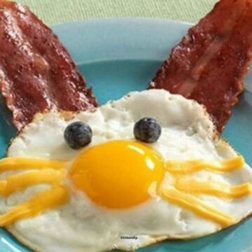 bunny eggs with crispy bacon and cheese