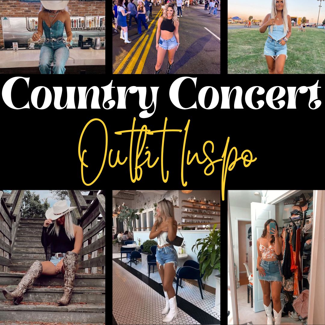 country concert outfit inspo collage