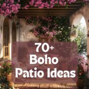 boho patio ideas collaged image